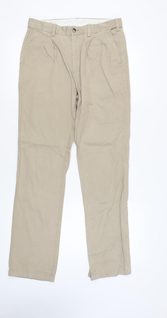 Mens UK Size 32 Cotton Traders Regular Fit Chino Beige Trousers
