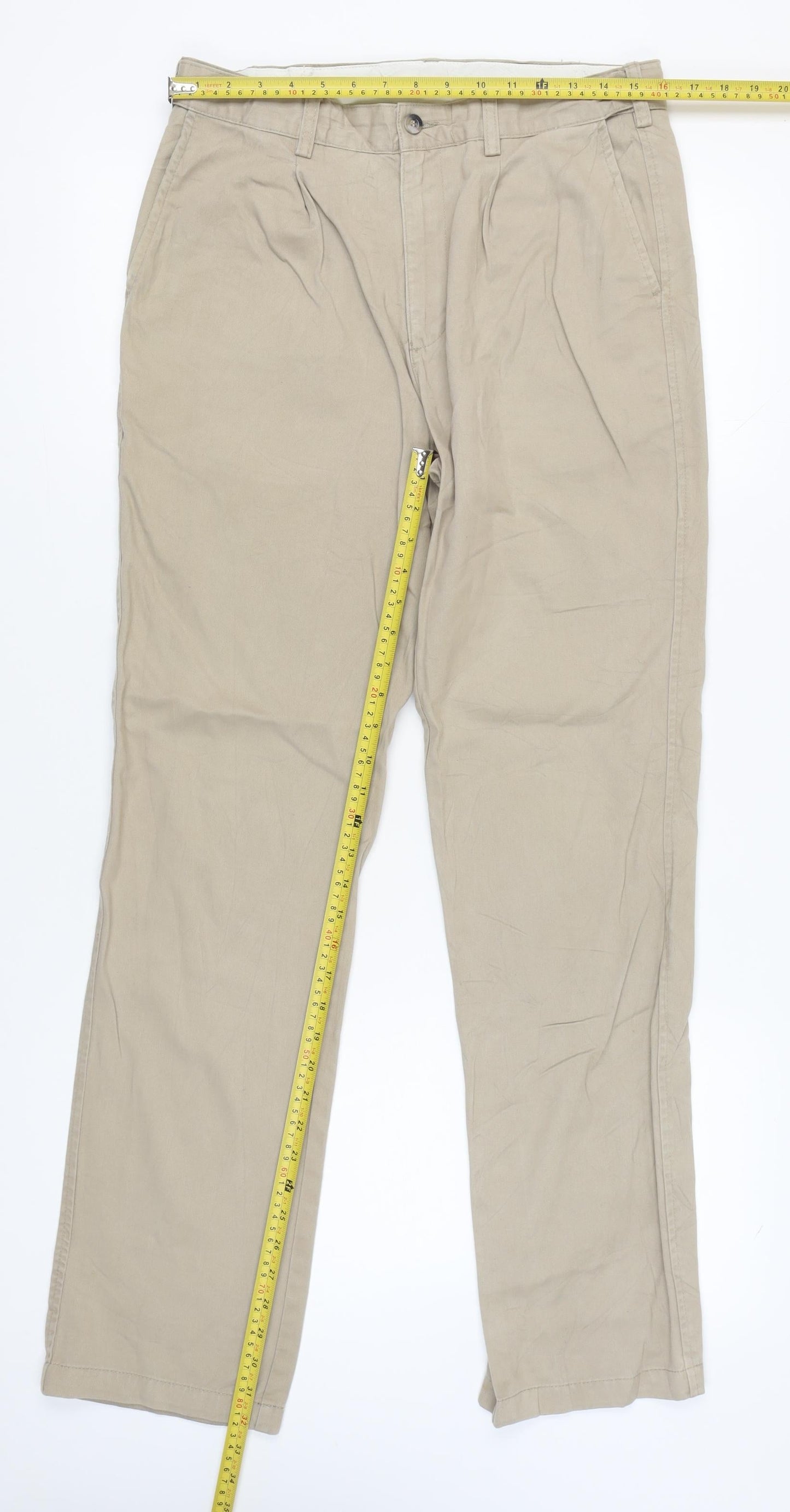 Mens UK Size 32 Cotton Traders Regular Fit Chino Beige Trousers