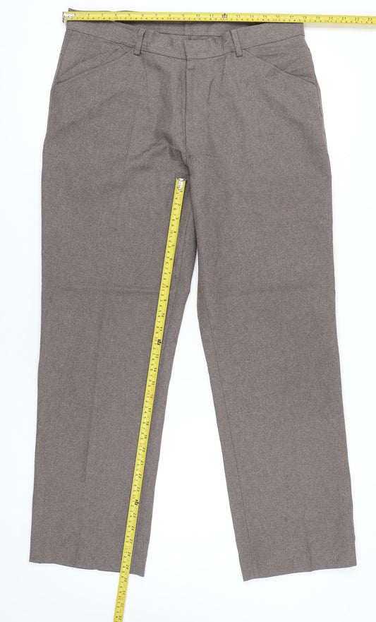 Farah Men’s Brown 36W 31L Dress Pants Polyester Straight Leg