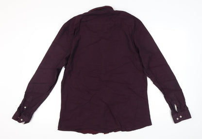Next Men’s XL Red Button-Up Cotton Long Sleeve Shirt