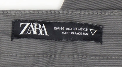 Zara Women Grey Chino Trousers Size 12 Straight Leg Casual