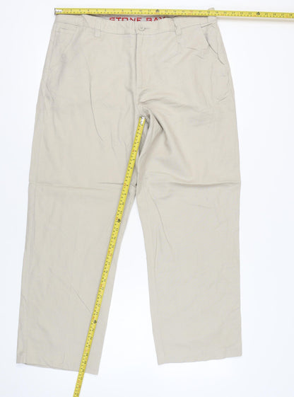 Stone Bay Men’s Beige Chino Trousers Linen Blend 38W 34L Straight