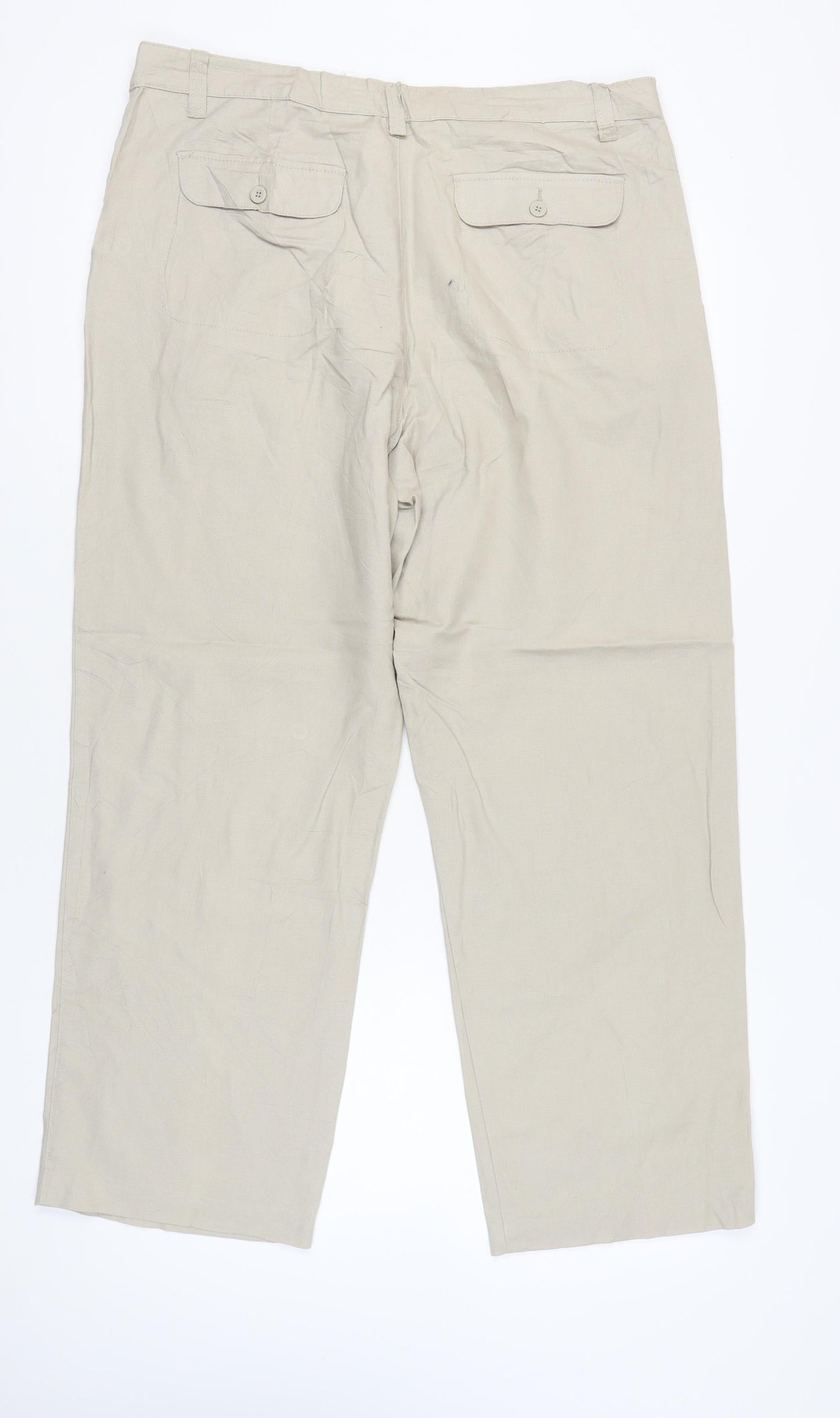 Stone Bay Men’s Beige Chino Trousers Linen Blend 38W 34L Straight