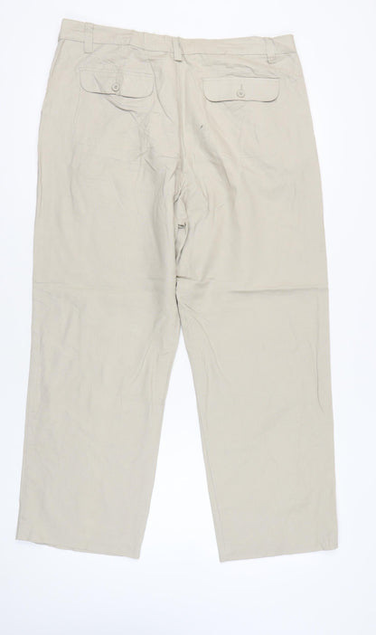 Stone Bay Men’s Beige Chino Trousers Linen Blend 38W 34L Straight