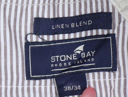 Stone Bay Men’s Beige Chino Trousers Linen Blend 38W 34L Straight