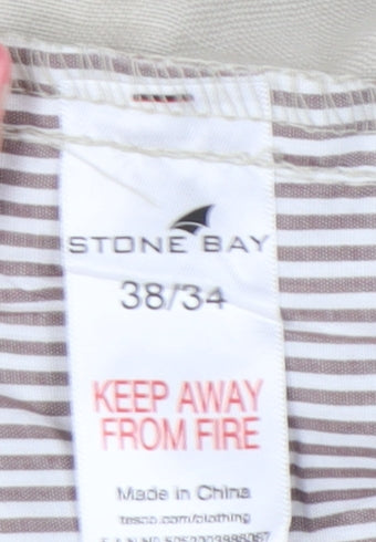 Stone Bay Men’s Beige Chino Trousers Linen Blend 38W 34L Straight