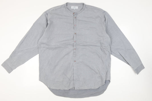 Marks and Spencer Men’s XL 44-46" Blue Cotton Long Sleeve Band Collar Shirt