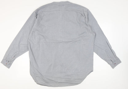 Marks and Spencer Men’s XL 44-46" Blue Cotton Long Sleeve Band Collar Shirt