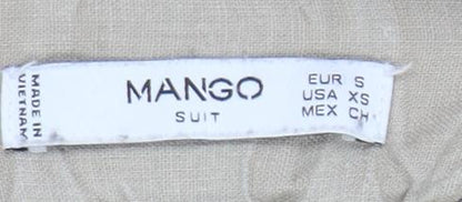 Mango Womens Beige Linen Blend Straight Leg Trousers Size 8
