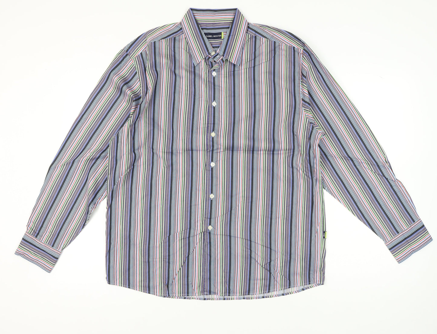 Daniel Hechter Men's Multicoloured Stripe Long Sleeve Button-Up Shirt L
