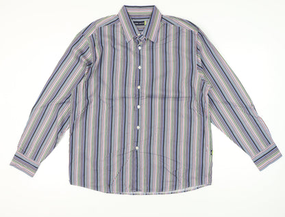Daniel Hechter Men's Multicoloured Stripe Long Sleeve Button-Up Shirt L