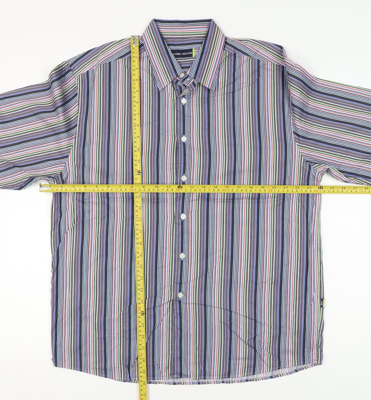 Daniel Hechter Men's Multicoloured Stripe Long Sleeve Button-Up Shirt L