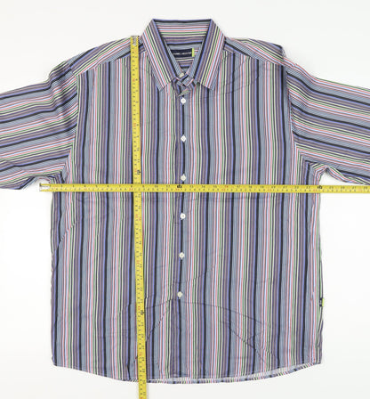 Daniel Hechter Men's Multicoloured Stripe Long Sleeve Button-Up Shirt L