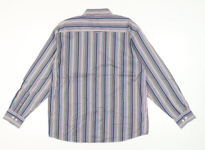 Daniel Hechter Men's Multicoloured Stripe Long Sleeve Button-Up Shirt L