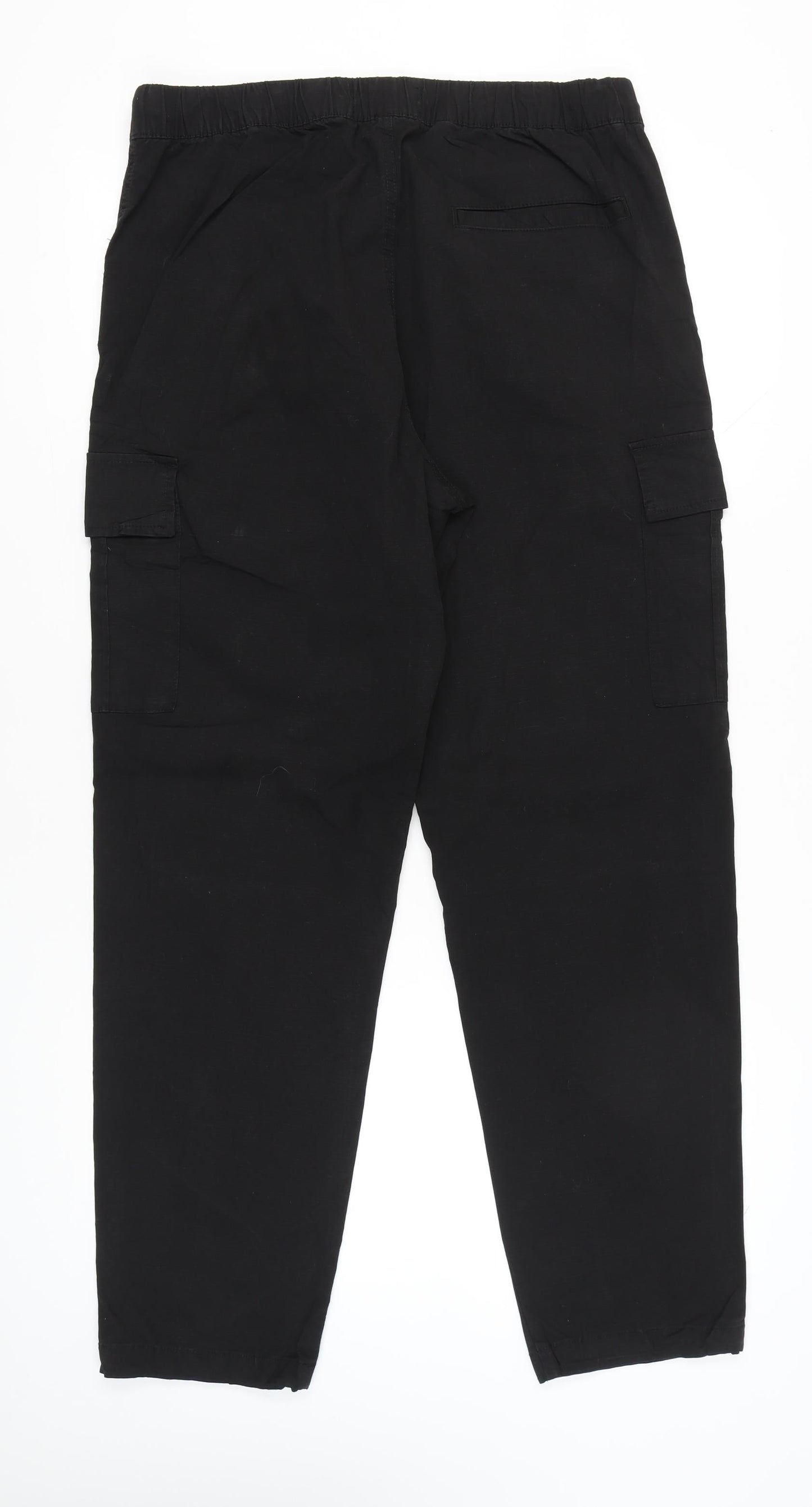 Bershka Womens Black Cargo Trousers L Cotton Blend Casual