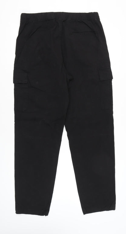 Bershka Womens Black Cargo Trousers L Cotton Blend Casual