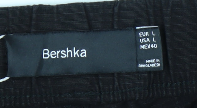 Bershka Womens Black Cargo Trousers L Cotton Blend Casual