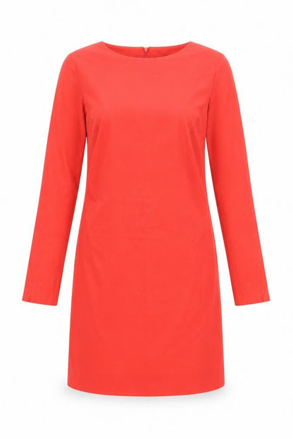 Definitions Women Red Shift Dress Size 12 Knee Length Long Sleeve
