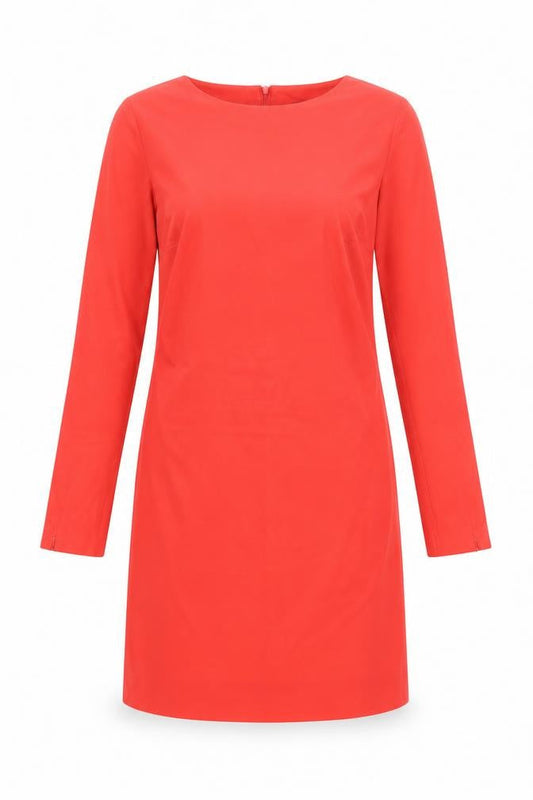 Definitions Women Red Shift Dress Size 12 Knee Length Long Sleeve