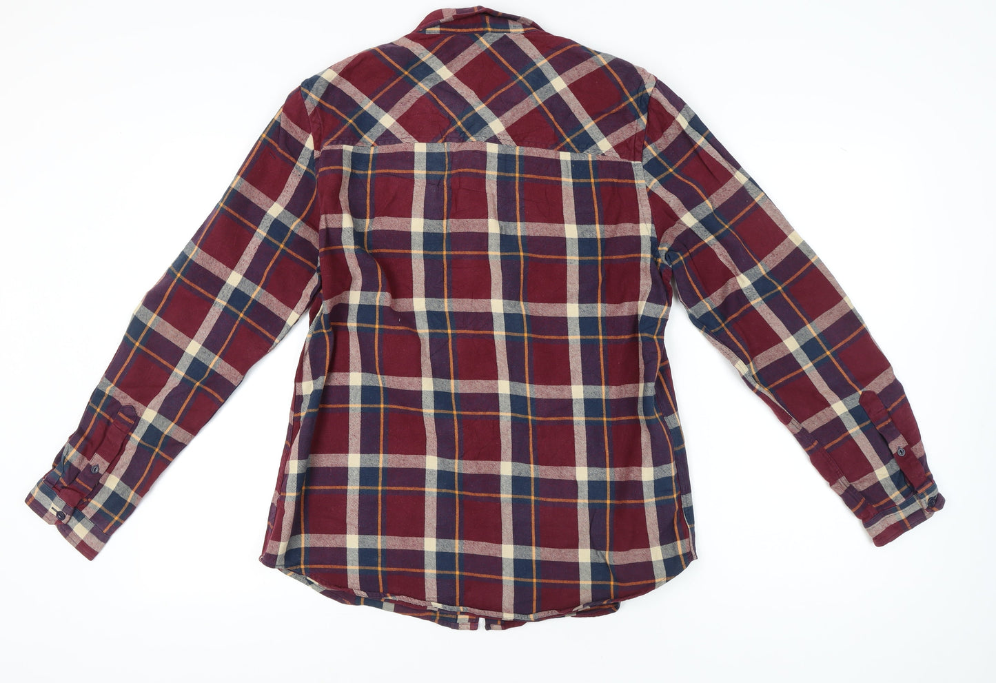Shore Leave Men's Red Plaid Flannel Button-Up Shirt L Long Sleeve