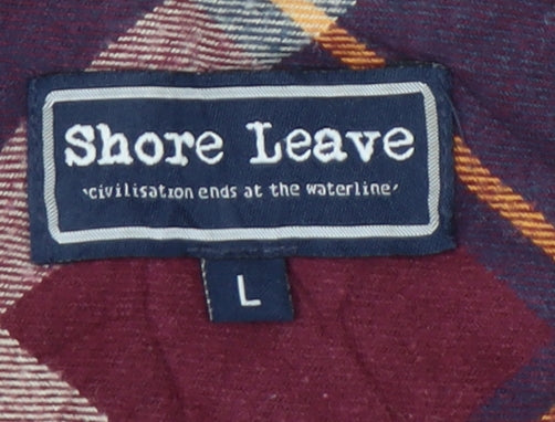 Shore Leave Men's Red Plaid Flannel Button-Up Shirt L Long Sleeve