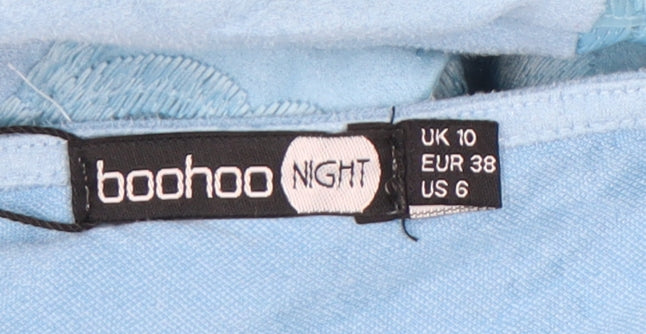 Boohoo Women Blue Halter Bodycon Mini Dress UK 10 Fringe Party