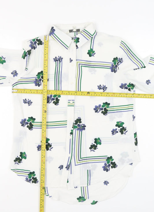 Womens UK Size 10 NEXT White Basic Button-Up