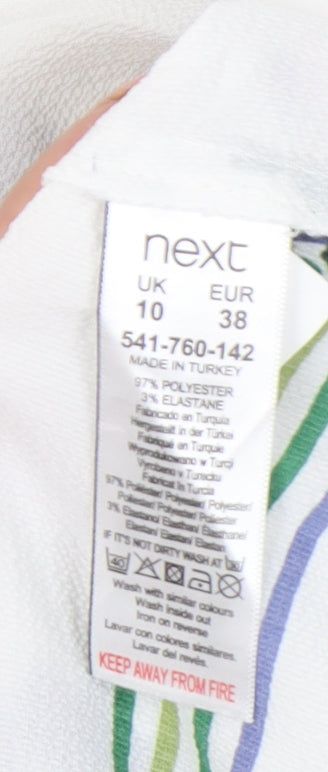 Womens UK Size 10 NEXT White Basic Button-Up