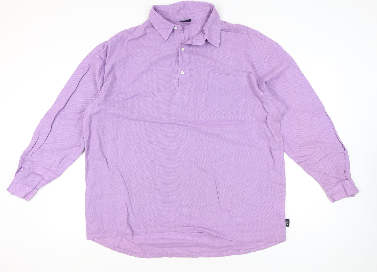 Cotton Traders Men’s Purple 2XL Long Sleeve Polo Shirt Casual Cotton