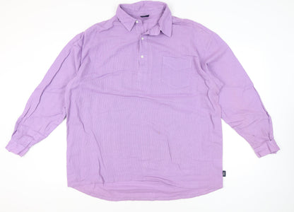 Cotton Traders Men’s Purple 2XL Long Sleeve Polo Shirt Casual Cotton