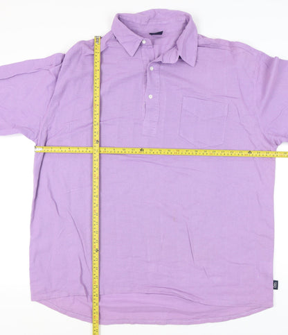 Cotton Traders Men’s Purple 2XL Long Sleeve Polo Shirt Casual Cotton