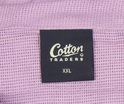Cotton Traders Men’s Purple 2XL Long Sleeve Polo Shirt Casual Cotton