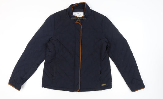 Harvey & Jones Womens Blue Quilted Jacket Size 14 Lined Zip Pockets