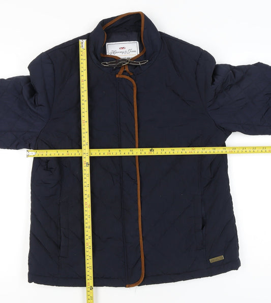 Harvey & Jones Womens Blue Quilted Jacket Size 14 Lined Zip Pockets