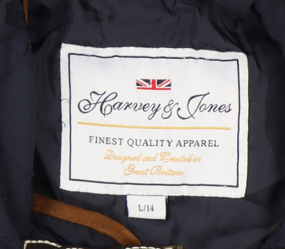 Womens UK Size 14 Harvey & Jones Blue Quilted Coat