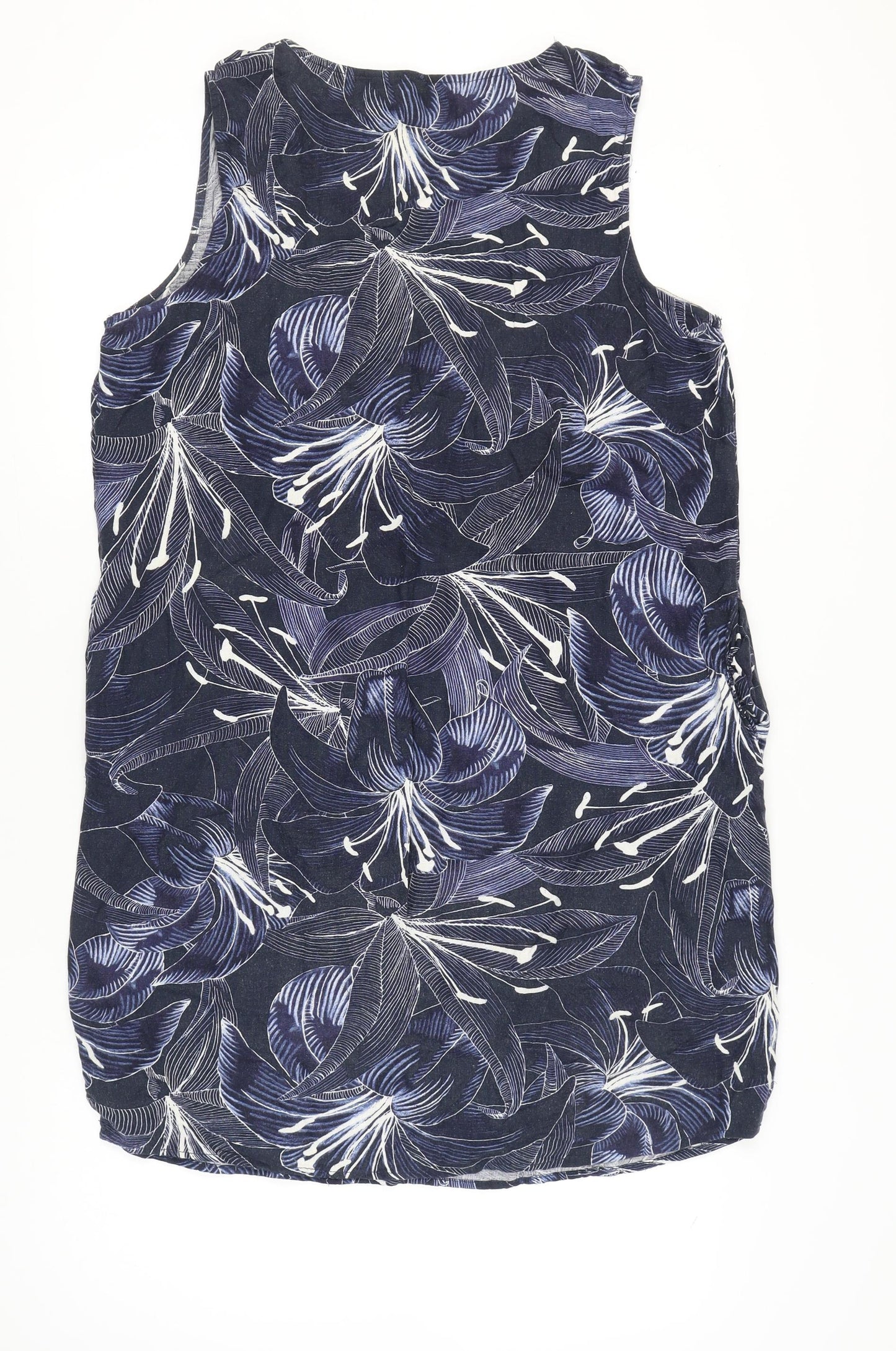 Bonmarché Women’s Blue Floral Shift Dress Size 16 V-Neck Sleeveless