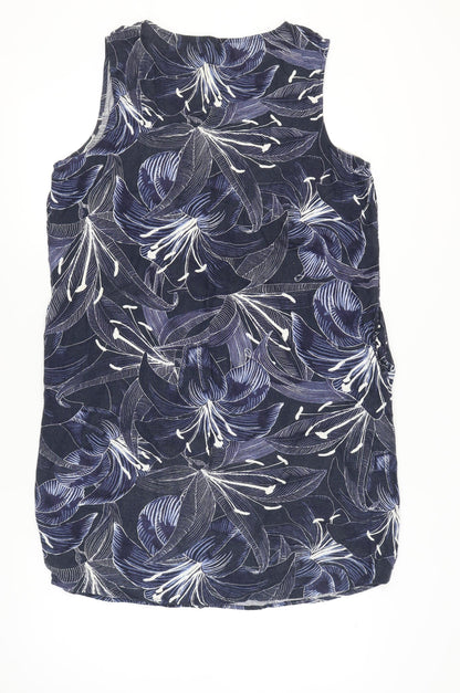 Bonmarché Women’s Blue Floral Shift Dress Size 16 V-Neck Sleeveless