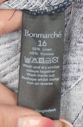 Bonmarché Women’s Blue Floral Shift Dress Size 16 V-Neck Sleeveless