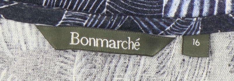 Bonmarché Women’s Blue Floral Shift Dress Size 16 V-Neck Sleeveless