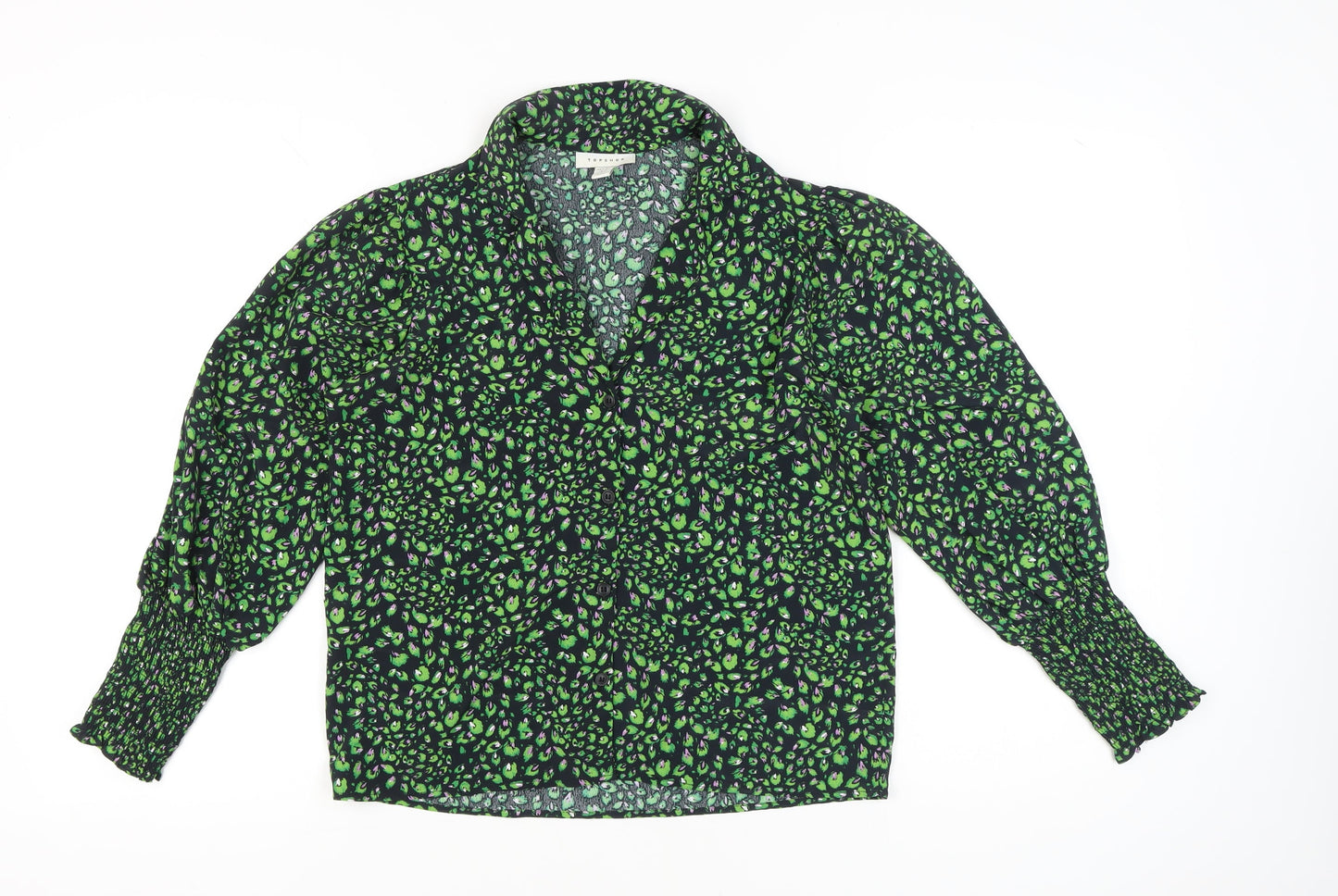 Womens UK Size 4 Topshop Green Tunic Blouse