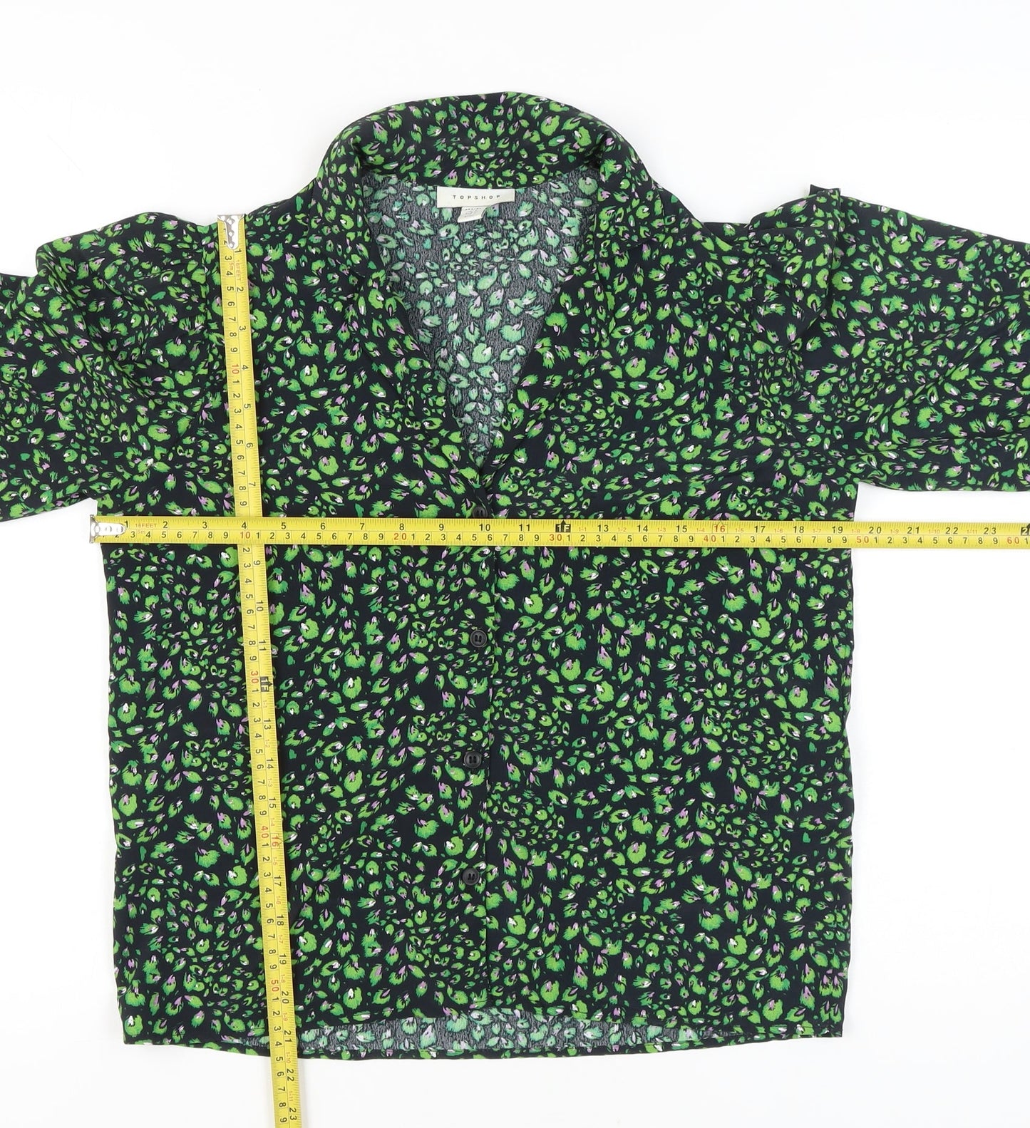 Womens UK Size 4 Topshop Green Tunic Blouse