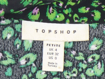 Womens UK Size 4 Topshop Green Tunic Blouse