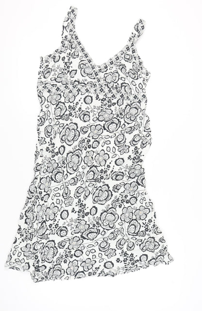 New Look Womens Black White Floral Viscose Slip Dress UK 18