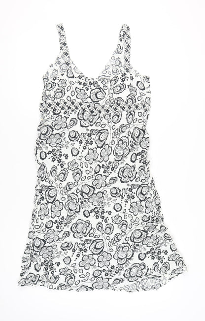 New Look Womens Black White Floral Viscose Slip Dress UK 18