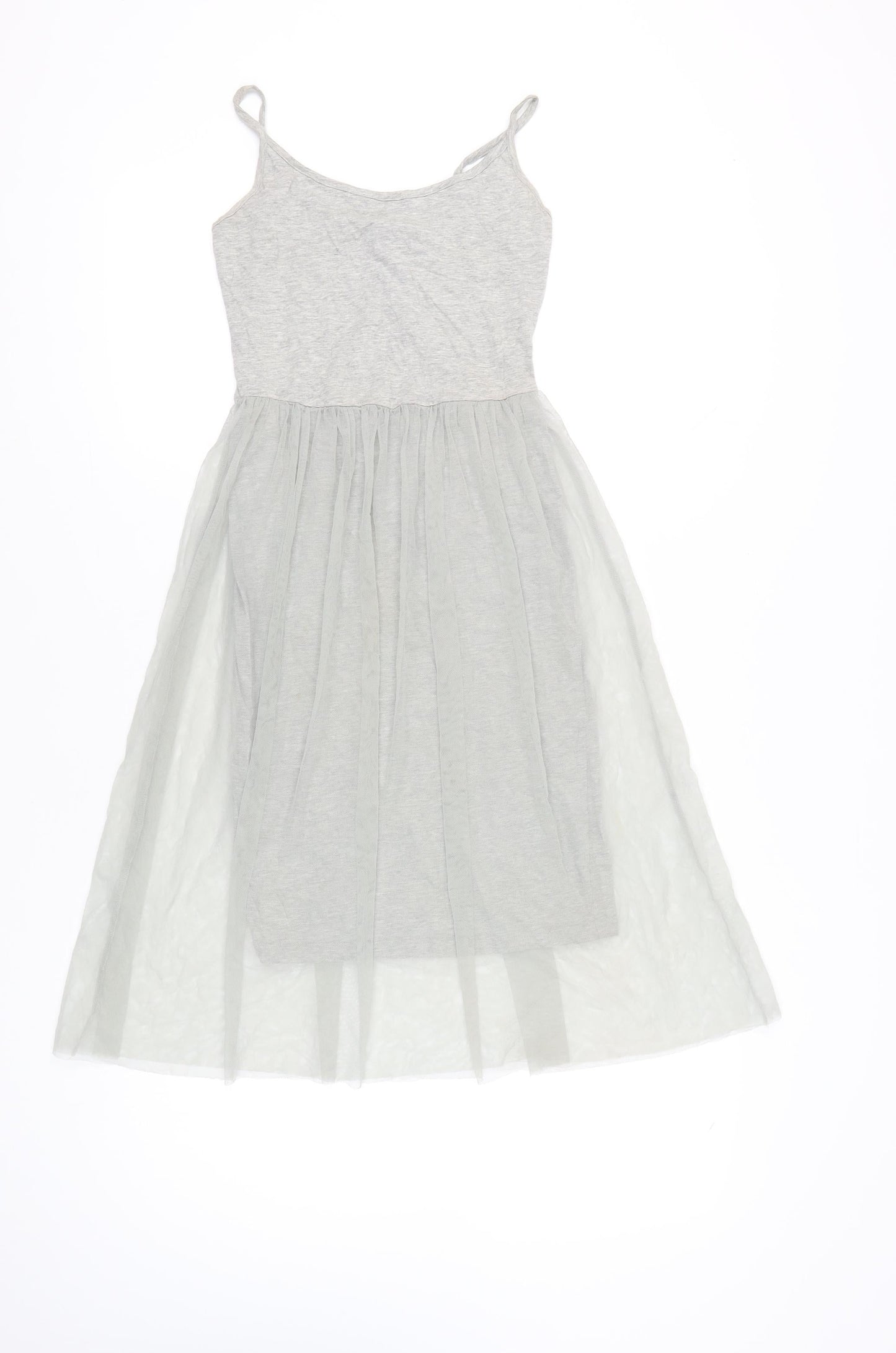 Topshop Womens Grey Size 6 Slip Midi Dress Sleeveless Scoop Neck