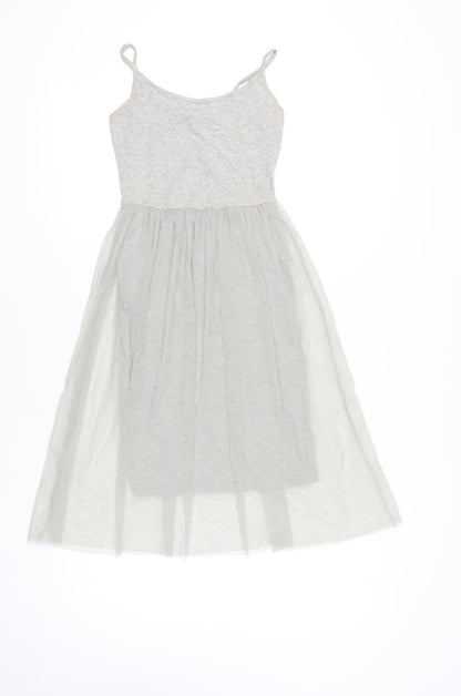 Topshop Womens Grey Size 6 Slip Midi Dress Sleeveless Scoop Neck