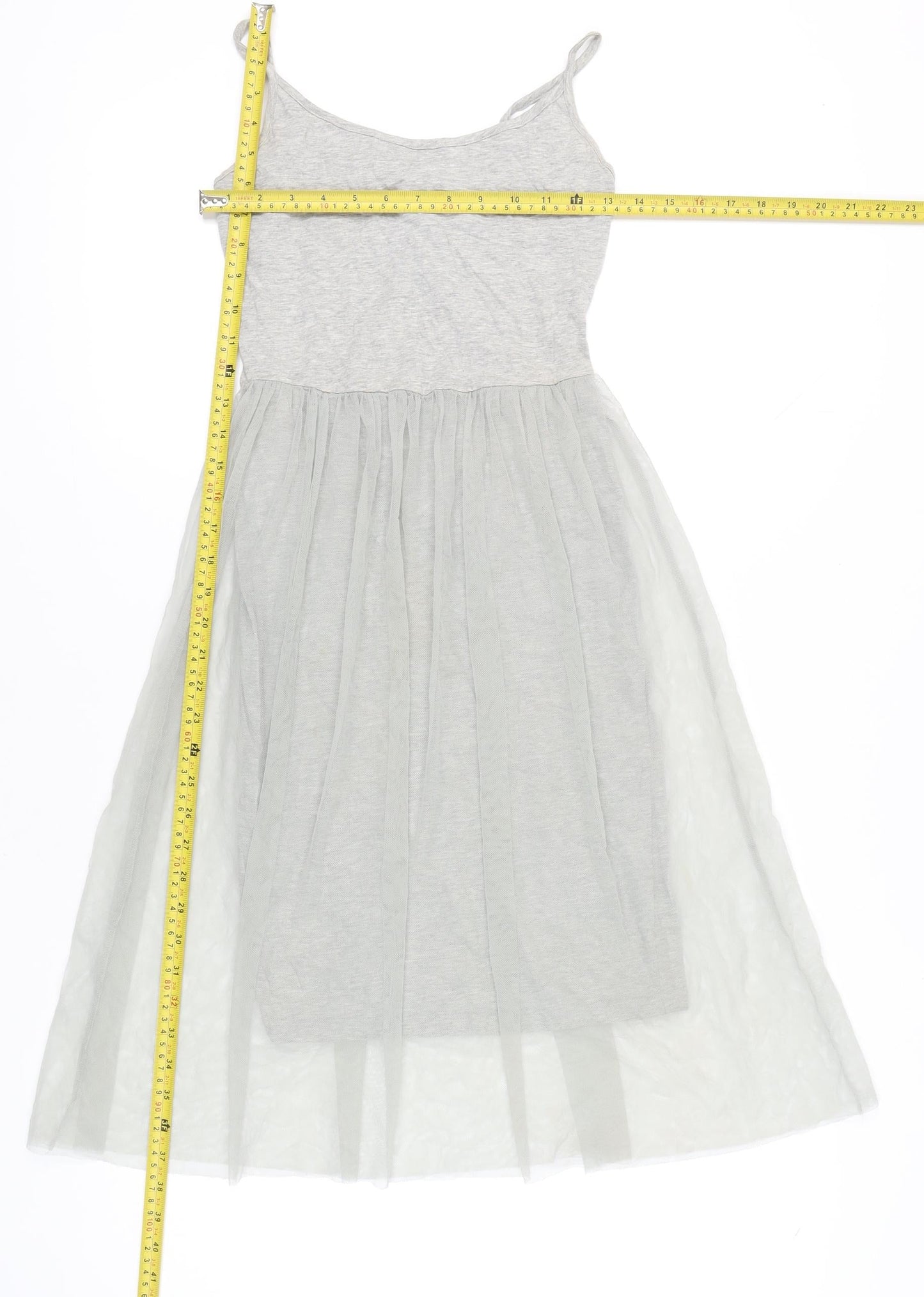 Topshop Womens Grey Size 6 Slip Midi Dress Sleeveless Scoop Neck