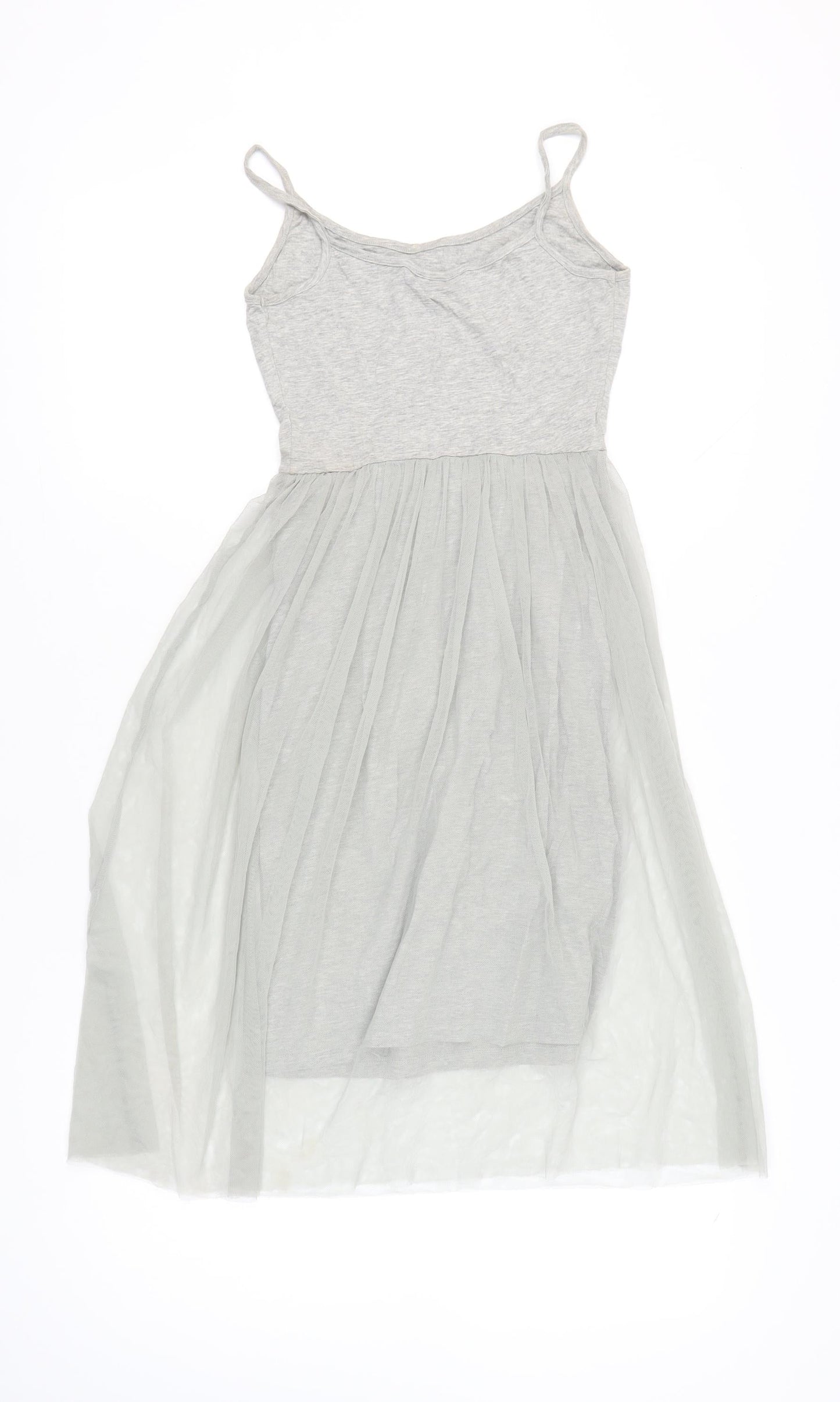Topshop Womens Grey Size 6 Slip Midi Dress Sleeveless Scoop Neck