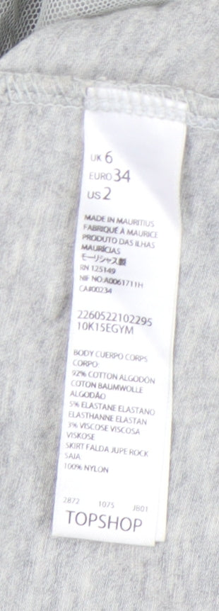 Topshop Womens Grey Size 6 Slip Midi Dress Sleeveless Scoop Neck