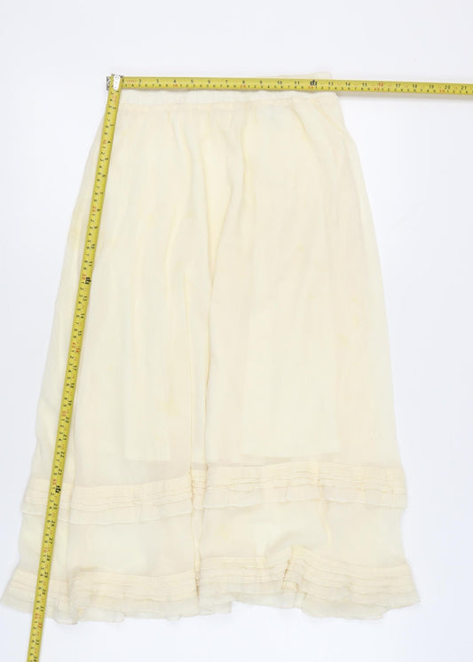 Monki Womens Ivory Midi Peasant Skirt Size S Polyester Layered